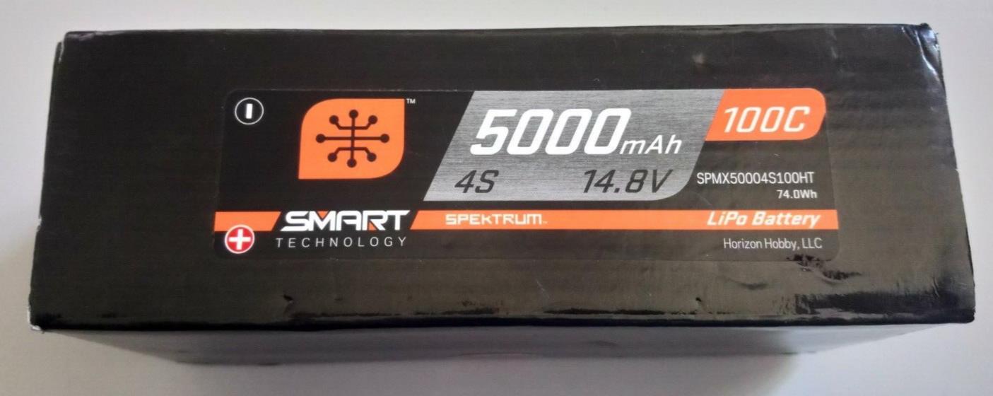 Spektrum 14.8V 5000mAh 4S 100C Smart LiPo Hardcase Car Battery SPMX50004S100HT