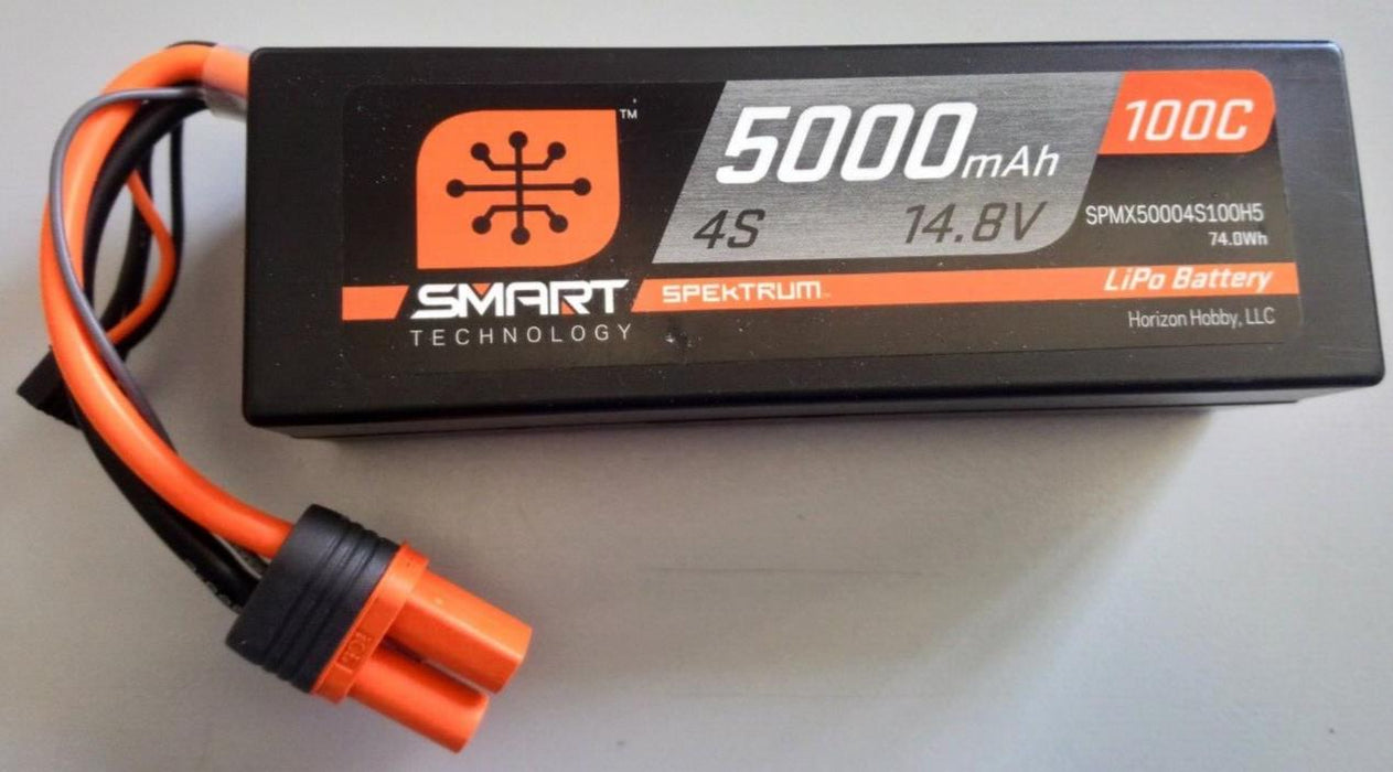 Spektrum 14.8V 5000mAh 4S 100C Smart LiPo Hardcase Car Battery SPMX50004S100HT