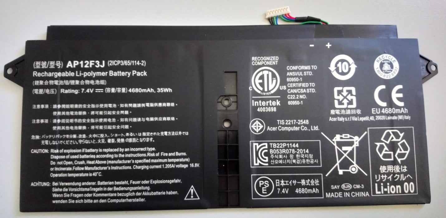 Battery For Acer Aspire S7-391 Series 7.4V 4680mAh 35Wh AP12F3J