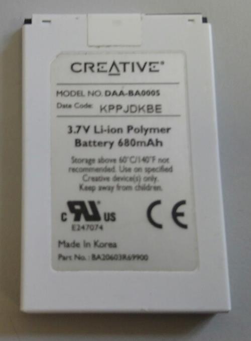 Creative Used DAA-BA0005 battery for Zen Micro, Zen Micro 5GB (680mAh)