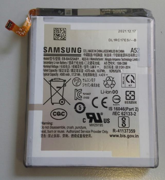Used Samsung EB-BA525ABY Battery For Samsung Galaxy A52 3.86V 4370mAh