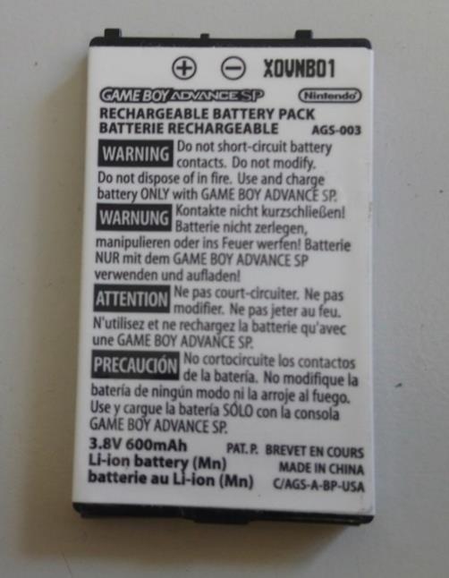 Used GBA SP 600mAh Gameboy Advance SP Replacement Battery Original