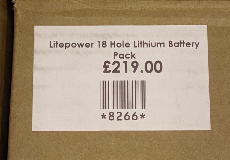 12.8V 192Wh (15Ah) MOTOCADDY LitePower 18 Hole Lithium Battery Pack