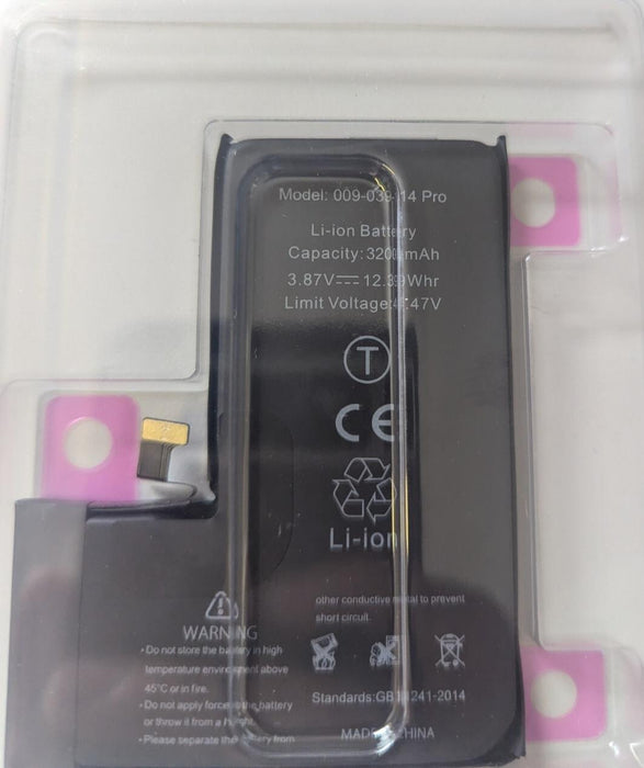 Replacement FOR iPhone 14 Pro 009-039-14 Pro Battery 3.87v 3200 mAh