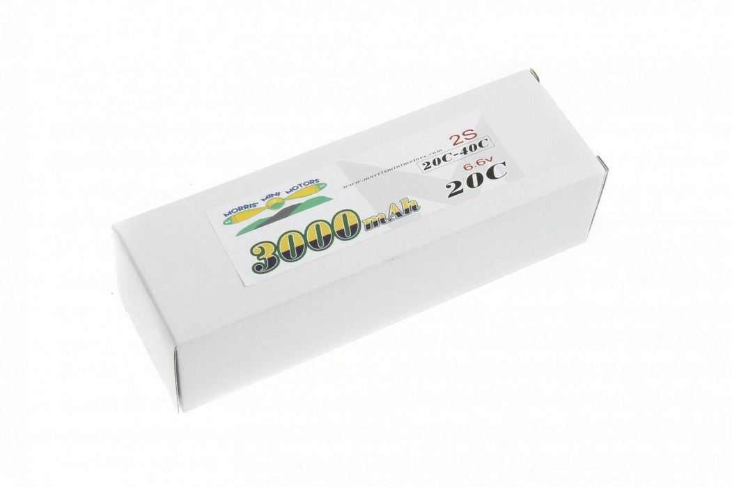Morris’ Mini Motors 2s 6.6v 3000mAh 20C - 40C RX & Ignition LiFe Battery With JR