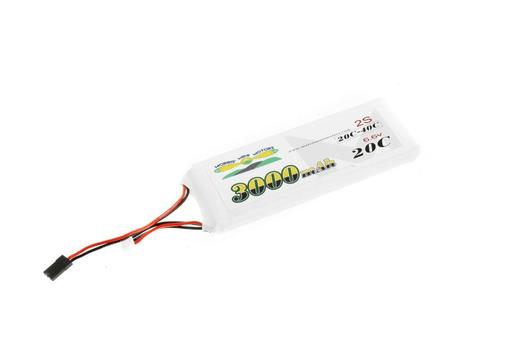 Morris’ Mini Motors 2s 6.6v 3000mAh 20C - 40C RX & Ignition LiFe Battery With JR