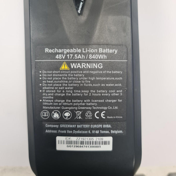 HL Down Tube Type 48v 17.5ah Lithium E-Bike Battery Used charger not included