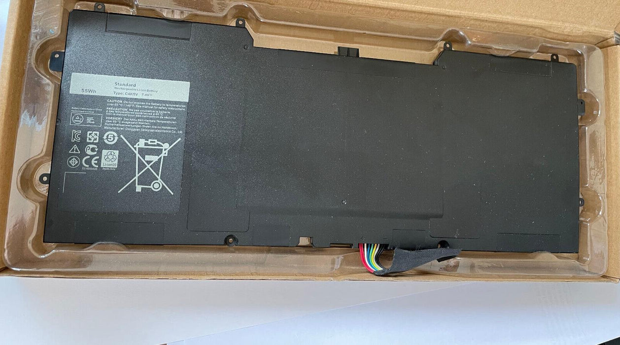 Battery replaces Dell Y9N00, C4K9V, WV7G0 55WH 7.4v