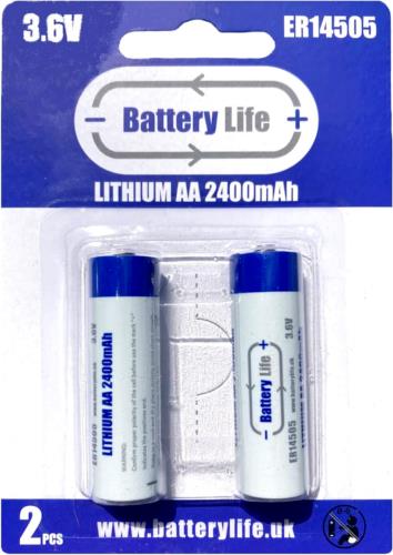 Battery Life ER14505 AA Batteries 2 pack 3.6v 2400mAh