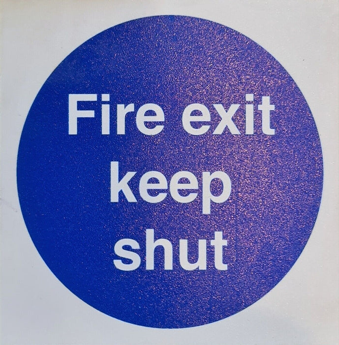 2x Fire exit keep shut sign with adhesive to apply to wall - New