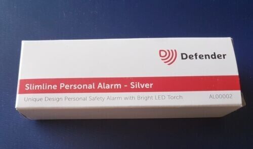 Defender Slimline Personal Attack Safety Alarm  With Bright LED Torch Silver