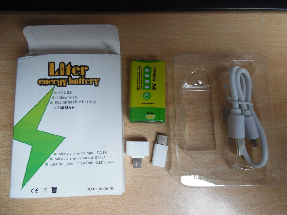 9V USB Rechargeable battery 1200mAh