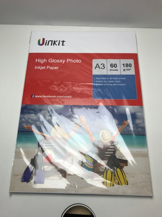 60 Sheets A3  High Quality High Gloss 180 gsm Inkjet Photo Paper INKIT