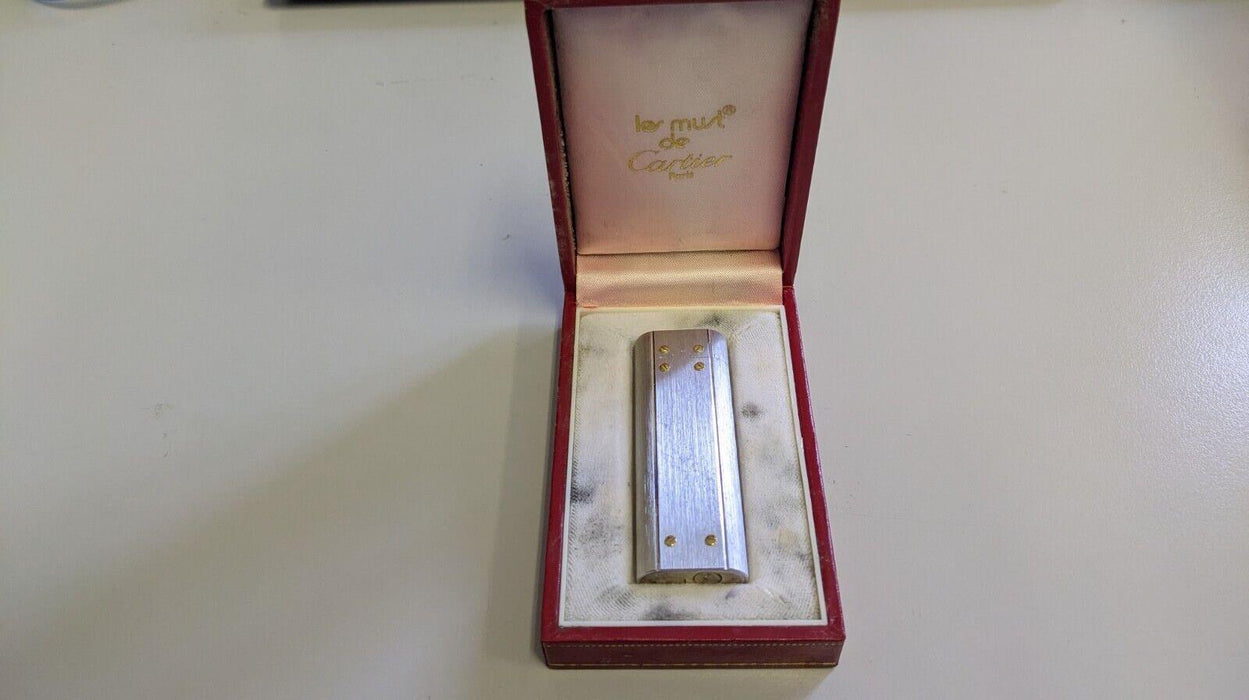 Accendrio Must by Cartier Santos Pentagon Collection Silver Gold Lighter