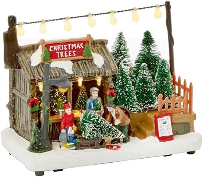 Premier Battery Operated LED Village Christmas Decorative Scene, White, 15cm