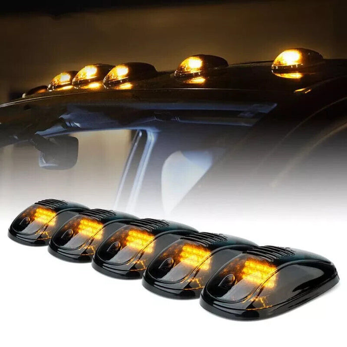 2pcs Roof Top Cab Marker Running LED Lights Smoked Lens Amber Fog Lights Driving