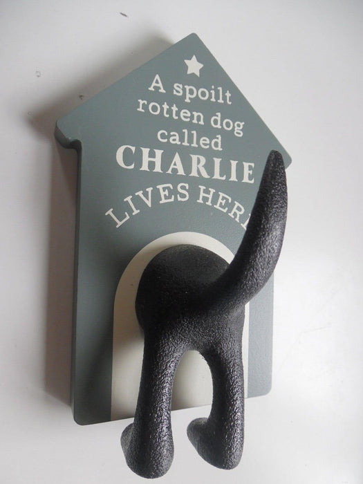 Dog Lead Hook Spoilt Puppy Lives Here Pet Funny Hanger