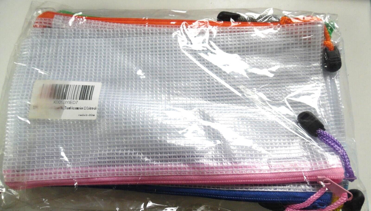 12 piece travel accessory bags 9" x 4.5"