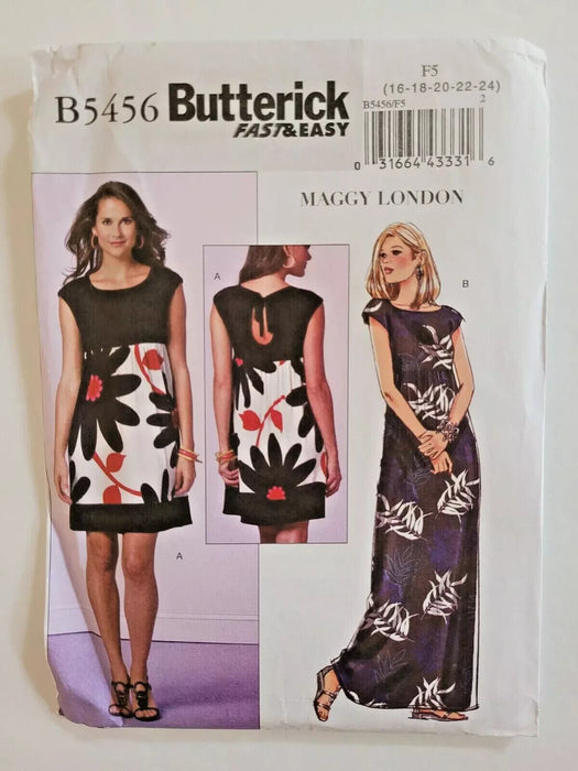 Butterick Fast & Easy Maggy London Pattern B5456 Misses Dresses Maxi Sz 16-24