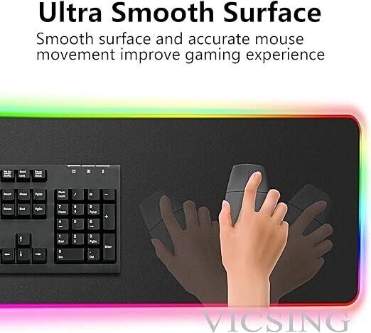 RGB Gaming Mouse Pad, LED Soft Extra Extended Large Mouse Pad, Anti-Slip Rubber