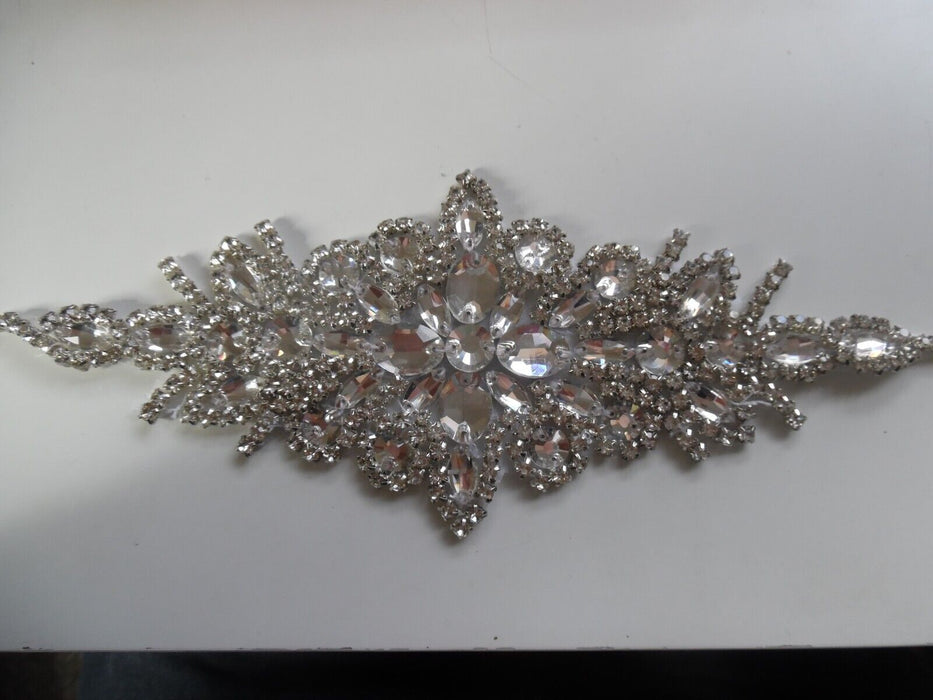 rhinestone applique for weding dress prom gown 9.5"