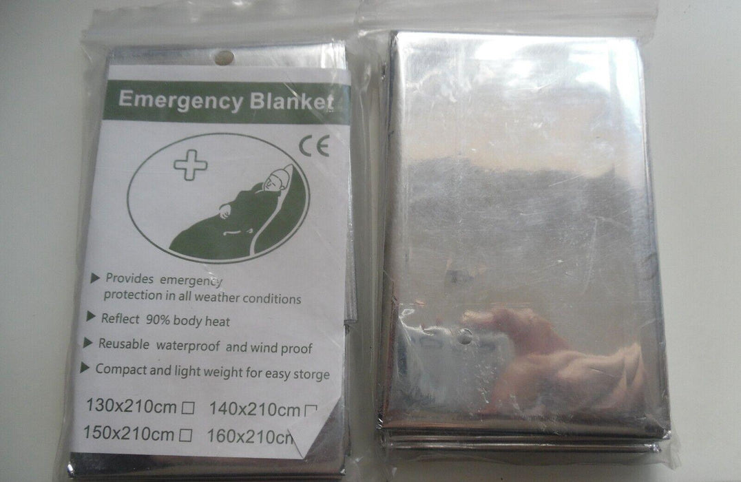 2 x Emergency Foil Blanket Camping First Aid Survival Mylar Silver Thermal Space