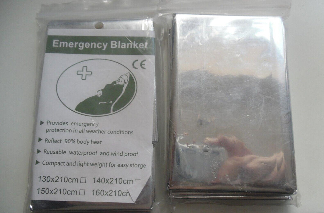 2 x Emergency Foil Blanket Camping First Aid Survival Mylar Silver Thermal Space