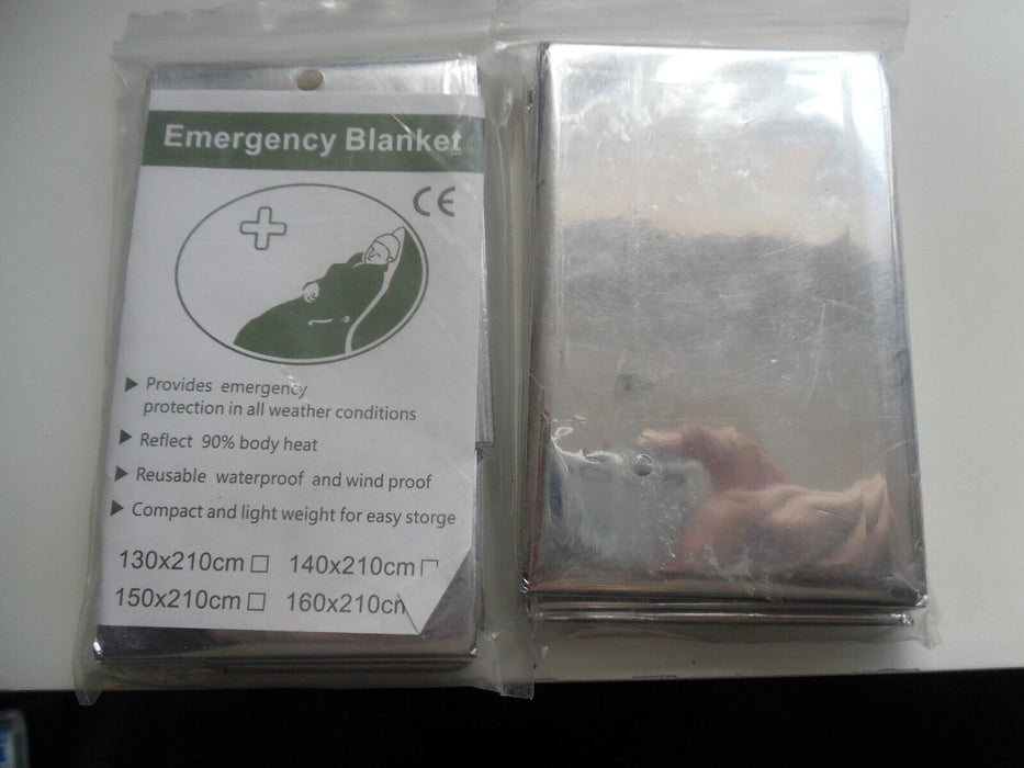 2 x Emergency Foil Blanket Camping First Aid Survival Mylar Silver Thermal Space