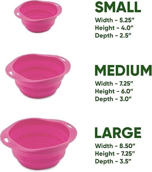 Beco Travel Bowl - Collapsable Silicone Food and Water Bowl for Dogs - S - Pink