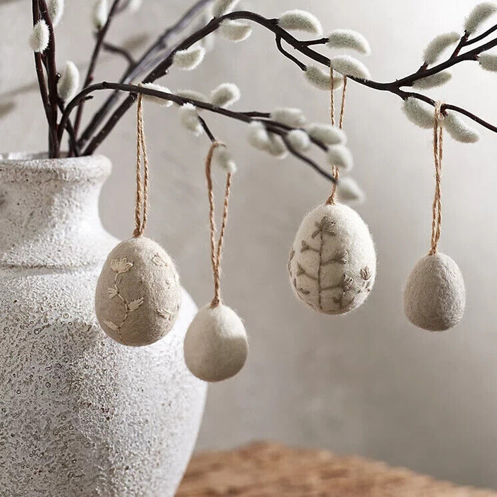 The White Company - Felt Embroidered Egg Decorations – Set of 4