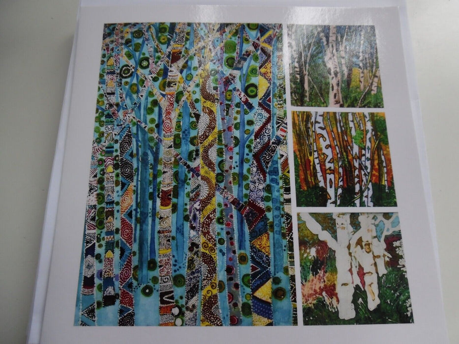 Batik trees Blank cards design by jane warwick pack of 10