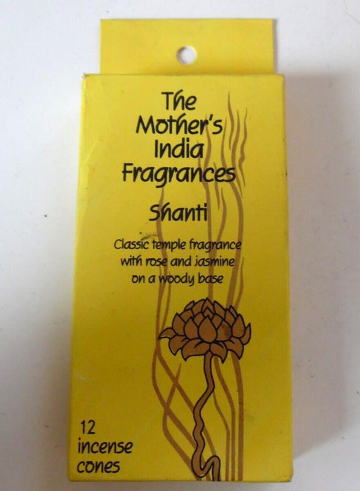 the mother's india fragrances shanti 12 incense cones