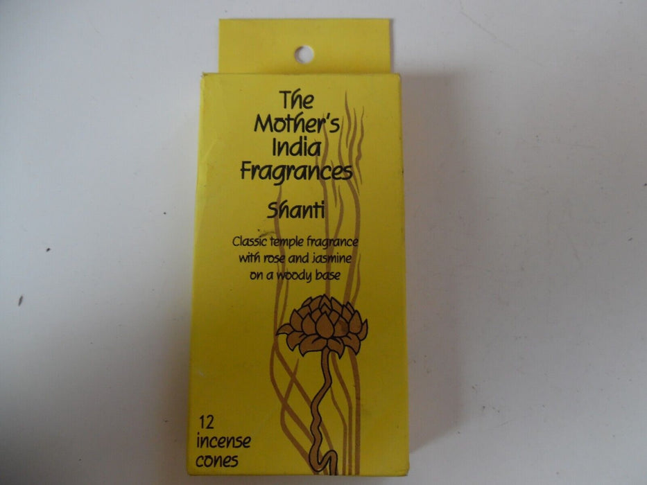 the mother's india fragrances shanti 12 incense cones