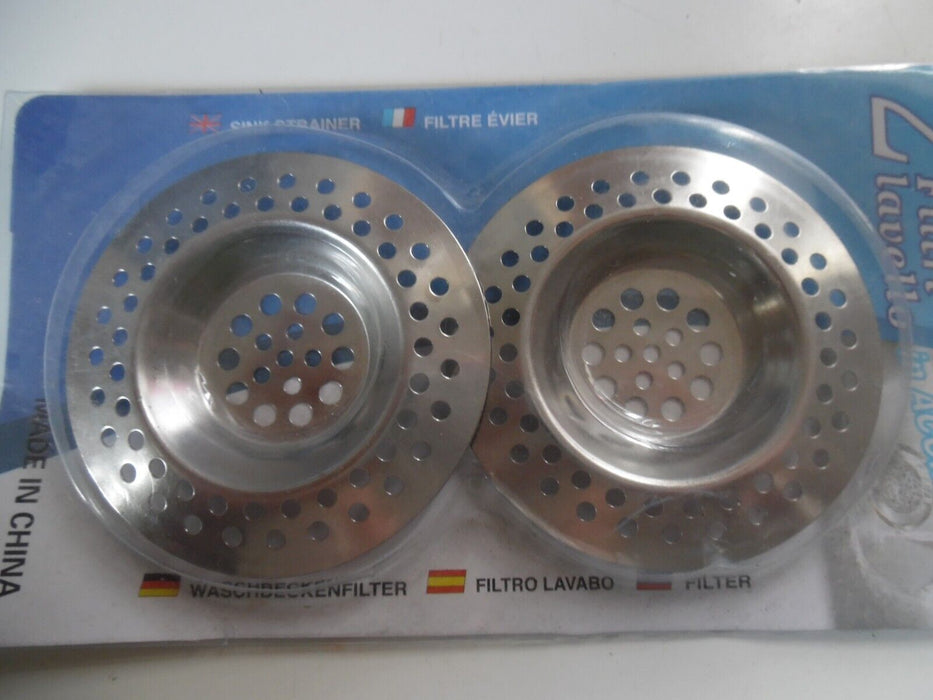 2 PACK Kitchen Sink Strainer Replacement Waste Plug Basin Drain Filter Steel