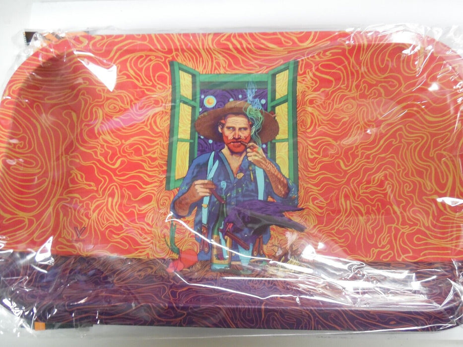 Van Gogh Metal Smokers Rolling Tray: Papers & Smoking Accessory Items Holder