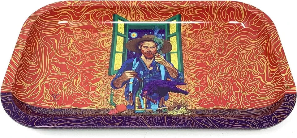 Van Gogh Metal Smokers Rolling Tray: Papers & Smoking Accessory Items Holder