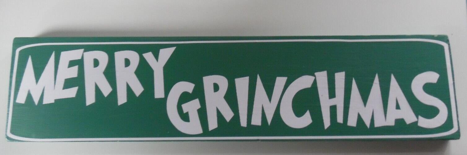 merry grinchmas wooden sign 15.5" x 3.75"