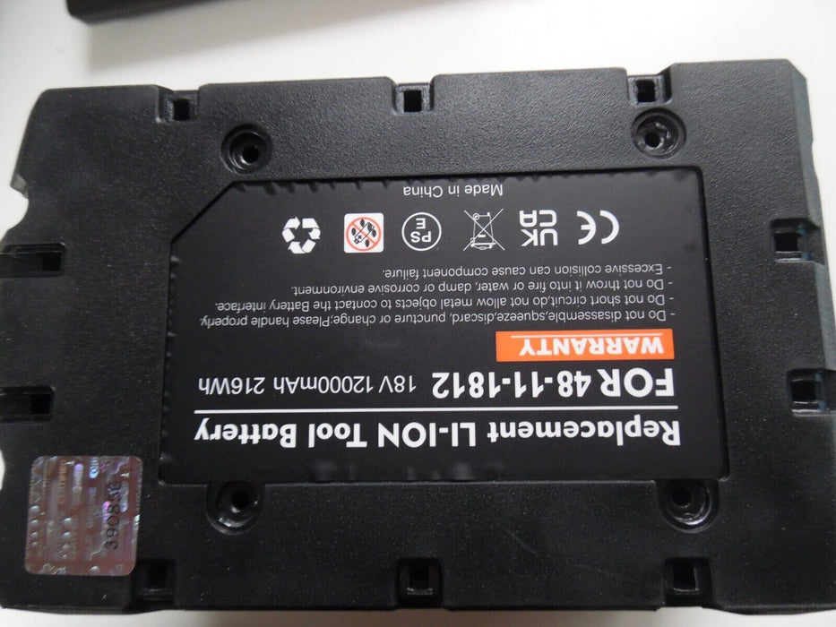 Replacement 12000mAh Battery for Milwaukee 18V High Output Battery