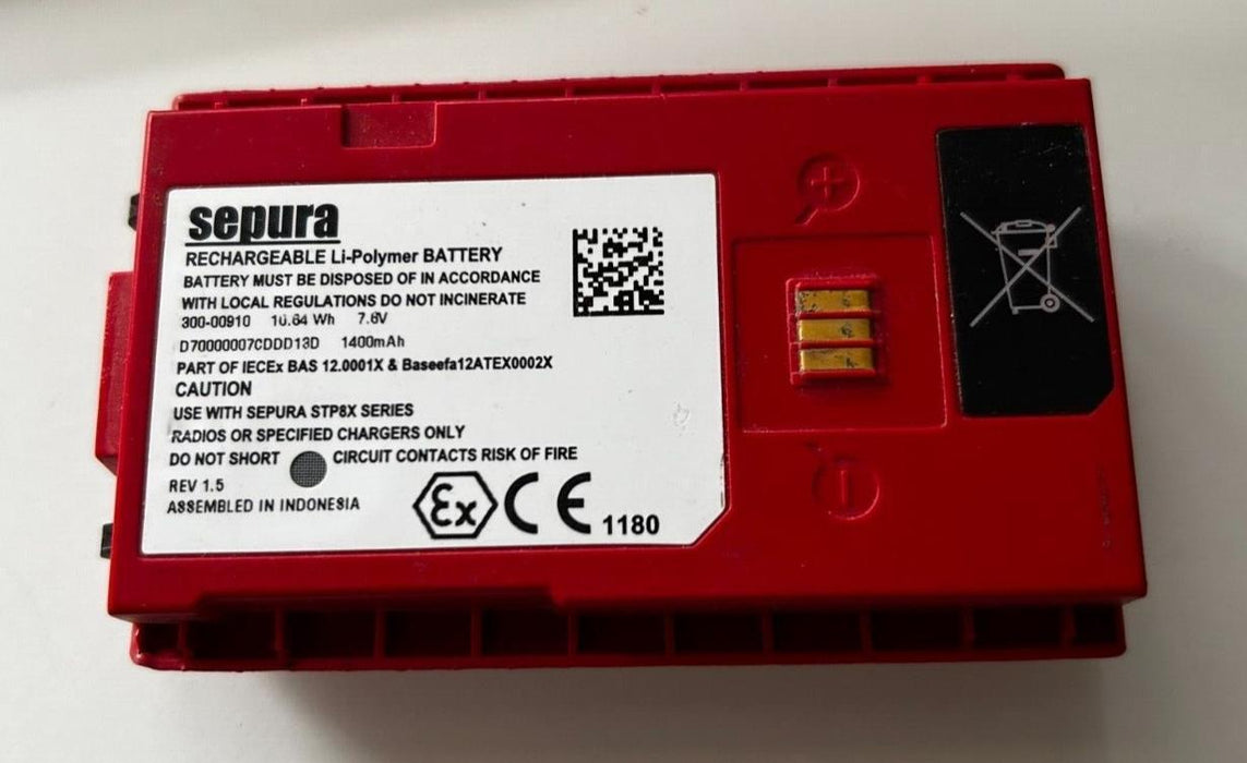 Genuine Sepura 300-00910 Battery STP8X Series 1400maH 7.8v