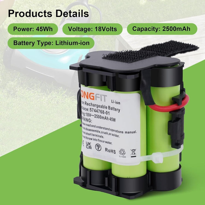 LongFit 2.5 Ah 18 V Li-Ion Battery For Gardena Robotic Lawnmower R38Li