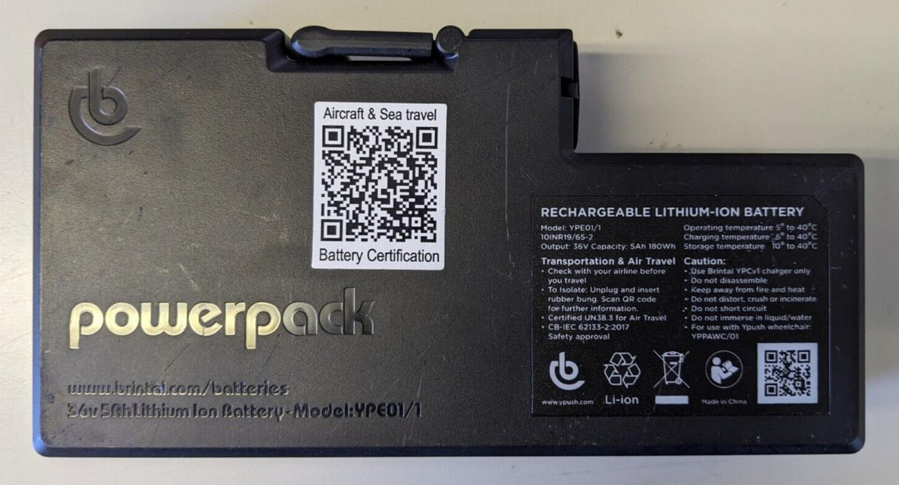 Brintal YPush Wheelchair Powerpack Battery YPE01/1  / 36V / 5Ah