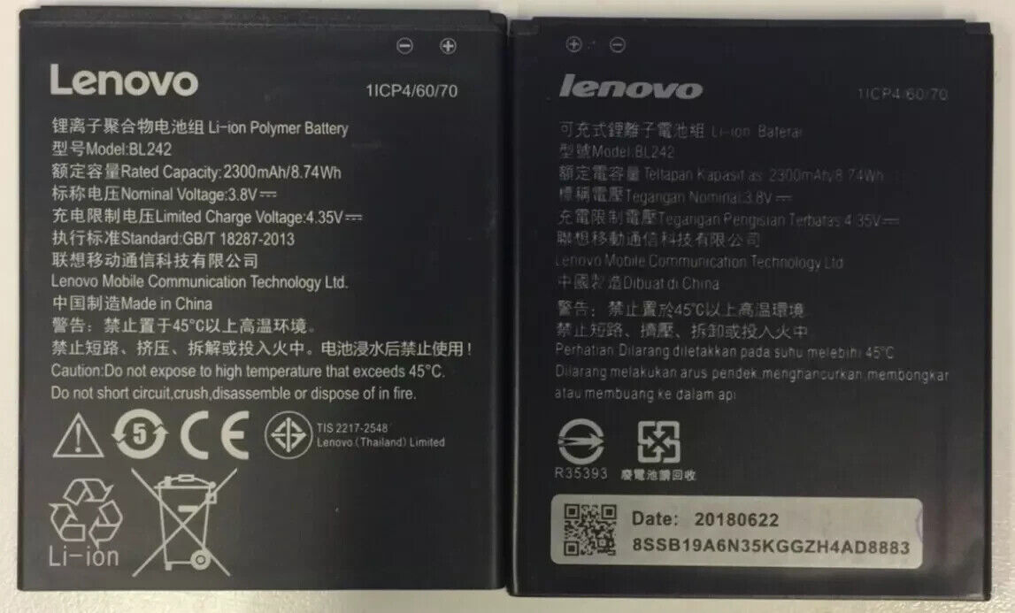 Genuine LENOVO BL242 Battery For Lenovo K3 K30-T K30-W K30E A6000 3.8V 2300mAh
