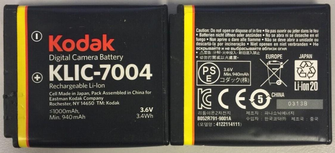 Genuine Kodak KLIC-7004 Digital Camera Battery For  ZX3 M1033 M1093 M2008 V1073