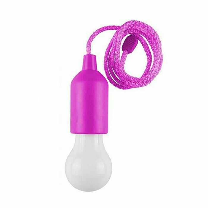 Portable LED Bulb Light On Rope Reading Lamp Battery Operated Purple