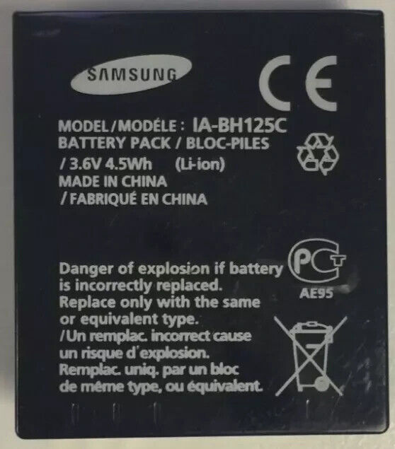 Battery 1000mAh Type IA-BH125C/WWD For Samsung HMX-R10 HMX-R10BP HMXR10BNXXA