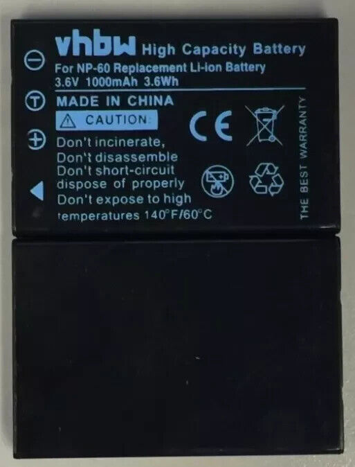 vhbw Replacement Battery for Casio NP-60 1000mAh