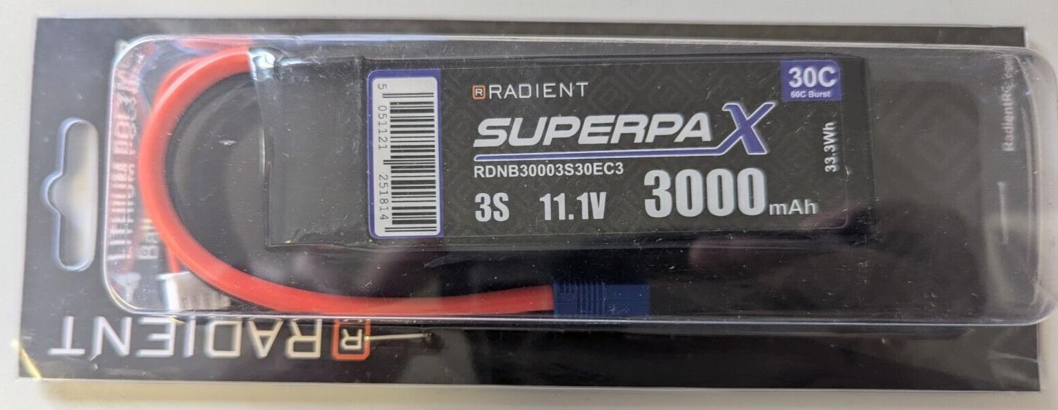 Radient 3000mAh 3S 11.1v 30C RC LiPo Battery w/EC3 Connector Plug