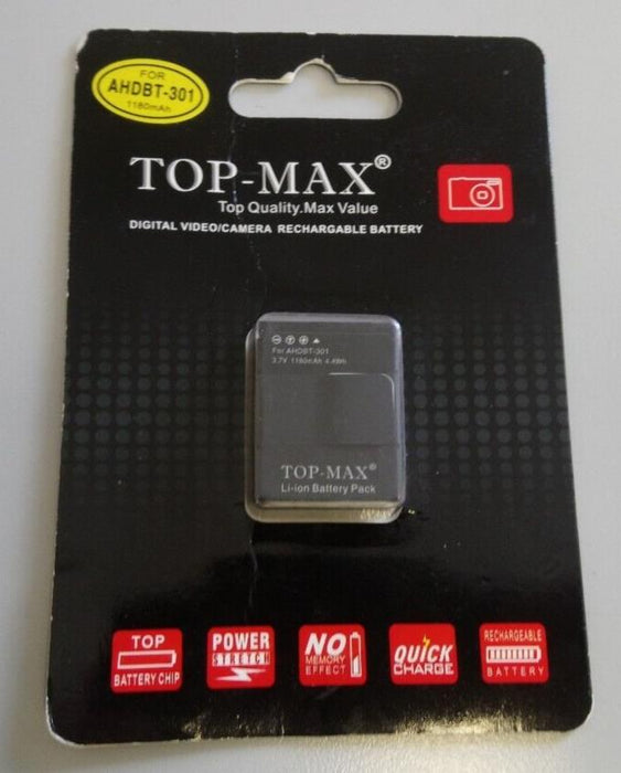 Genuine TOP-MAX AHDBT-301 HD Hero 3 Rechargeable Battery 1180mAh