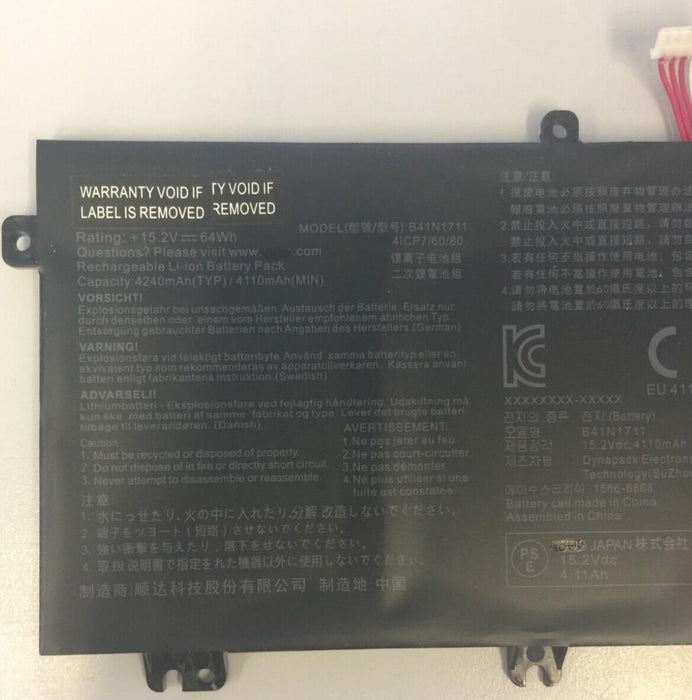 Battery B41N1711 for Asus ROG Strix FX503VM GL703GE FX63VD ZX63V FX63VM laptop