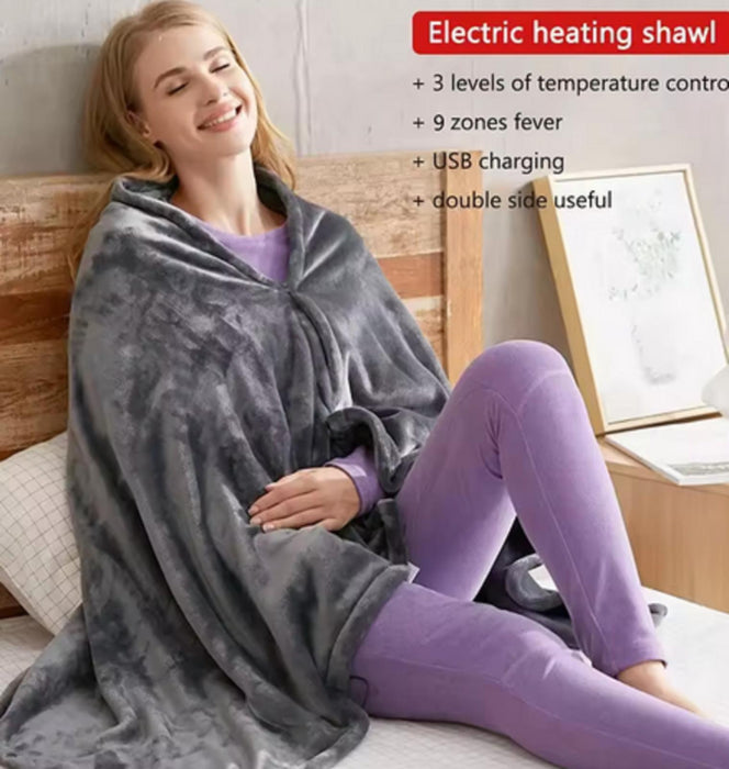 Electric Shawl - Grey - Easy USB Charge - Requires Battery Bank